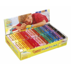(70S) JOVI PLASTILINA PASTILLA 50GR COLORES SURTIDOS CAJA EXPOSITORA 30 UD