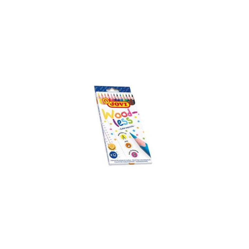 (734/12) JOVI LÁPICES DE COLORES WOODLESS C/SURTIDOS ESTUCHE 12 UD