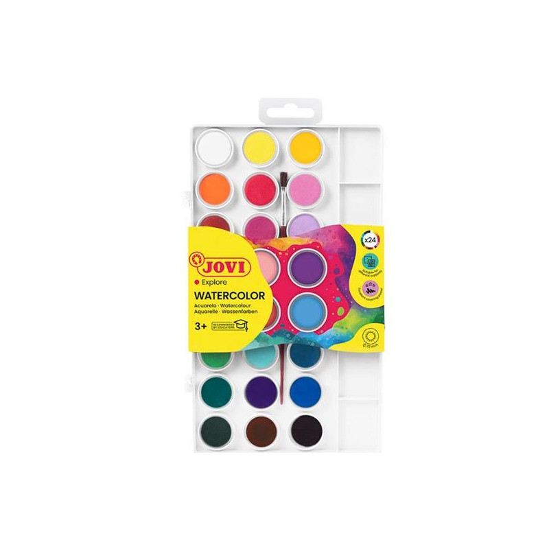 (800/24) JOVI ACUARELAS EN PASTILLAS 22MM CON PINCEL COLORES SURTIDOS ESTUCHE 24 UD (800/24) JOVI ACUARELAS EN PASTILLAS 22MM CON PINCEL COLORES SURTIDOS ESTUCHE 24 UD