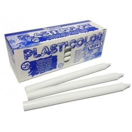 (92511) JOVI CERAS PLASTICAS CRAYONS STUDENT UNICOLOR BLANCO CAJA 25 UD