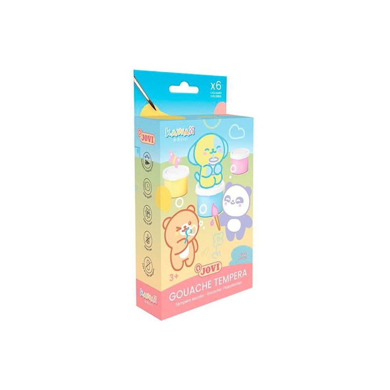 (KW507P) JOVI TÉMPERA KAWAII ESTUCHE 6 BOTES 35ML + PINCEL COLORES SURTIDOS PASTEL (KW507P) JOVI TÉMPERA KAWAII ESTUCHE 6 BOTES 35ML + PINCEL COLORES SURTIDOS PASTEL
