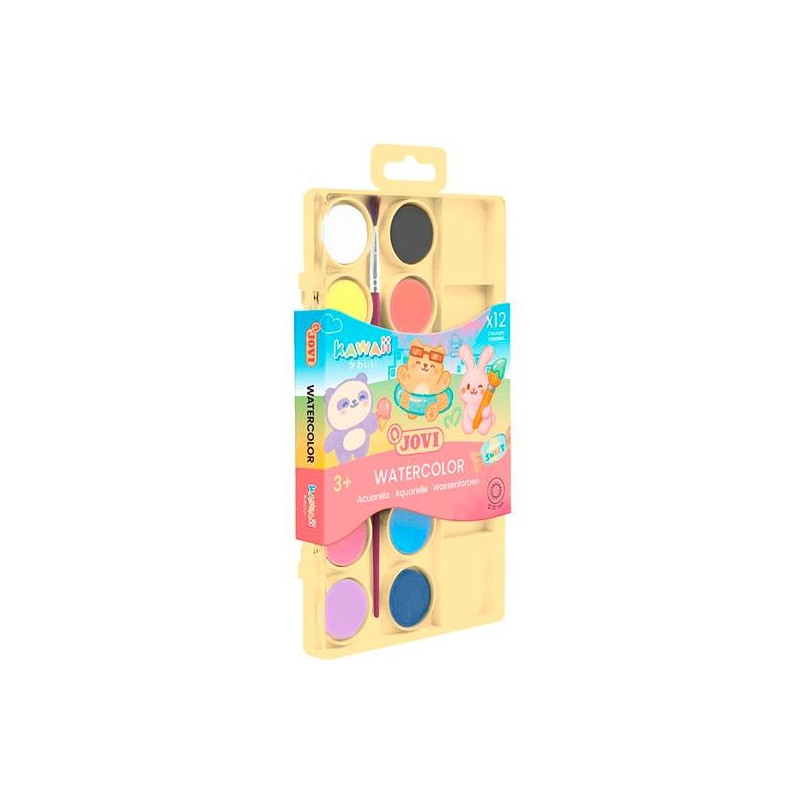 (KW800/12) JOVI ACUARELAS KAWAII EN PASTILLAS 22MM CON PINCEL C/SURTIDOS ESTUCHE 12 UD (KW800/12) JOVI ACUARELAS KAWAII EN PASTILLAS 22MM CON PINCEL C/SURTIDOS ESTUCHE 12 UD