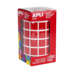 (12477) APLI GOMETS CUADRADOS 15MM ROLLO ROJO -ROLLO 2832 UNIDADES-