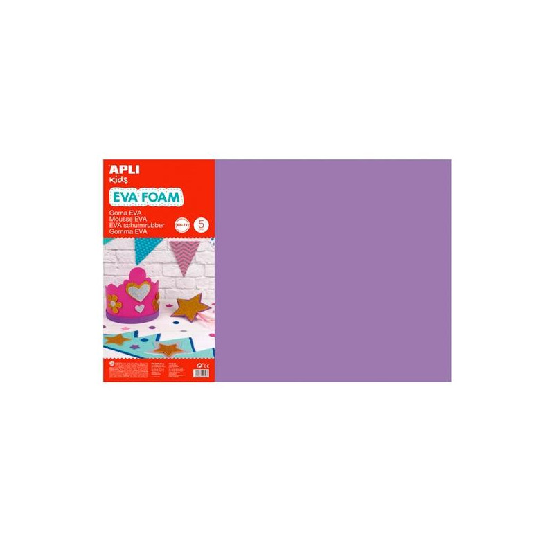 (12767) APLI GOMA EVA 40X60CM GROSOR 2MM LILA PACK 5 UD (12767) APLI GOMA EVA 40X60CM GROSOR 2MM LILA PACK 5 UD