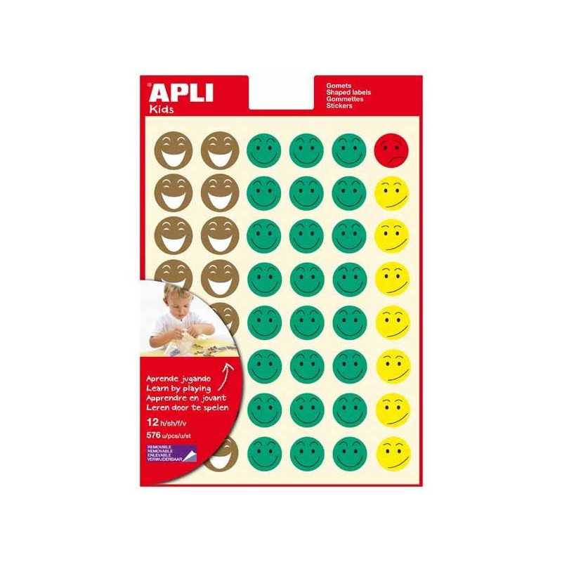 (12791) APLI GOMETS TEMÁTICOS EN BOLSA CARA FELIZ 3 HOJAS (12791) APLI GOMETS TEMÁTICOS EN BOLSA CARA FELIZ 3 HOJAS