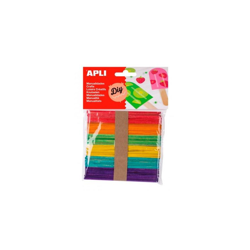 (13064) APLI PALOS DE POLO DE MADERA 114X10MM COLORES SURTIDOS -BOLSA 50U- (13064) APLI PALOS DE POLO DE MADERA 114X10MM COLORES SURTIDOS -BOLSA 50U-