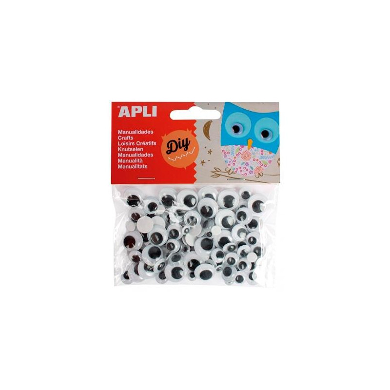 (13263) APLI OJOS MÓVILES NEGROS REDONDOS ADHESIVOS TAMAÑOS SURTIDOS -BOLSA 100U- (13263) APLI OJOS MÓVILES NEGROS REDONDOS ADHESIVOS TAMAÑOS SURTIDOS -BOLSA 100U-