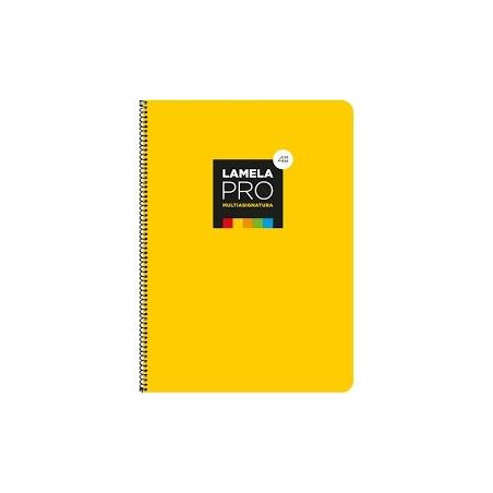 (7FTE103AM) LAMELA CUADERNO ESPIRAL 100H FOLIO 90GR CUADROVÍA 3MM C/MARGEN CUBIERTA EXTRADURA AMARILLO -PAQUETE 5U-