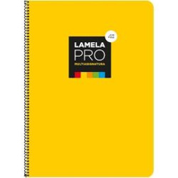 (7FTE104AM) LAMELA CUADERNO ESPIRAL 100H FOLIO 90GR CUADROVÍA 4MM C/MARGEN CUBIERTA EXTRADURA AMARILLO -PAQUETE 5U-