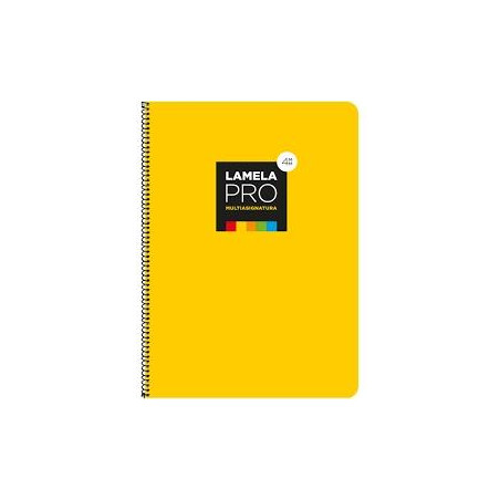 (7FTE104AM) LAMELA CUADERNO ESPIRAL 100H FOLIO 90GR CUADROVÍA 4MM C/MARGEN CUBIERTA EXTRADURA AMARILLO -PAQUETE 5U-