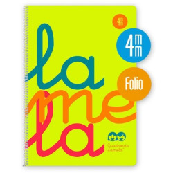 (7FTP004A) LAMELA CUADERNO ESPIRAL 80H FOLIO 90GR CUADRÍCULA 4MM C/ MARGEN CUBIERTA PP AMARILLO