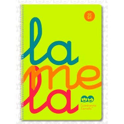 (7FTP005A) LAMELA CUADERNO ESPIRAL 80H FOLIO 90GR CUADROVÍA 5MM C/MARGEN CUBIERTA PP AMARILLO FLUORESCENTE