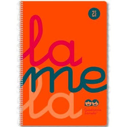 (7FTP005N) LAMELA CUADERNO ESPIRAL 80H FOLIO 90GR CUADROVÍA 5MM C/MARGEN CUBIERTA PP NARANJA FLUORESCENTE