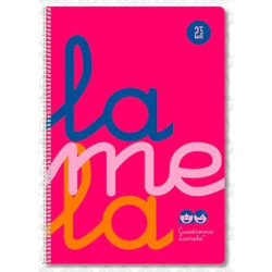 (7FTP005R) LAMELA CUADERNO ESPIRAL 80H FOLIO 90GR CUADROVÍA 5MM C/MARGEN CUBIERTA PP ROSA FLUORESCENTE