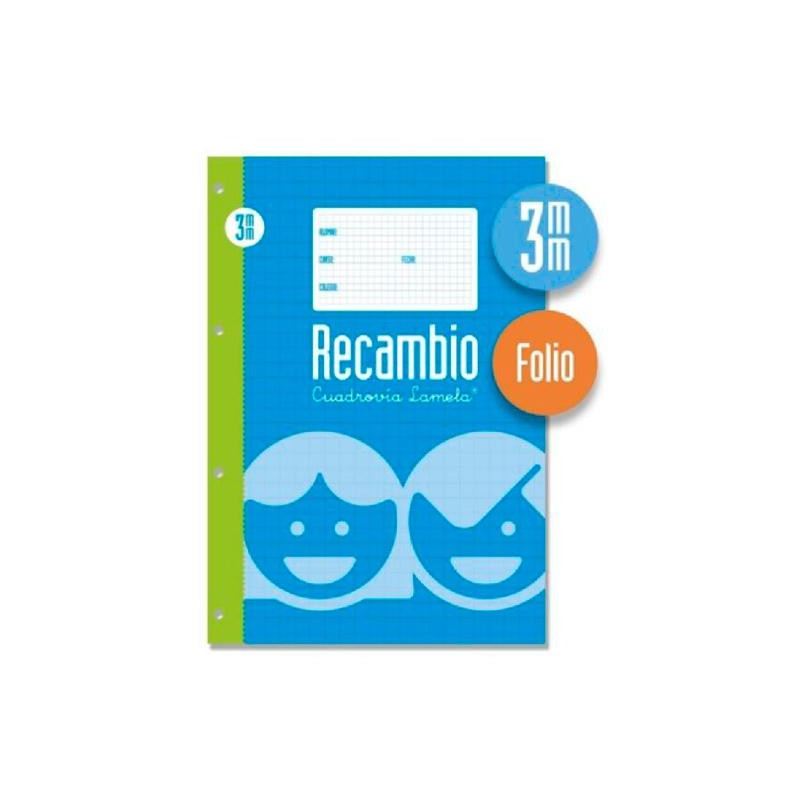 (9003) LAMELA RECAMBIO 100H FOLIO 70GR CUADROVÍA 3MM C/MARGEN 4 TALADROS OFFSET BLANCO