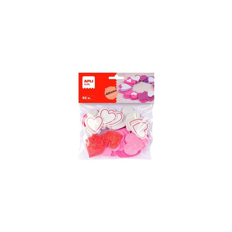(13283) APLI FORMAS GOMA EVA ADHESIVAS CORAZONES CON PURPURINA COLORES SURTIDOS -52U- (13283) APLI FORMAS GOMA EVA ADHESIVAS CORAZONES CON PURPURINA COLORES SURTIDOS -52U-