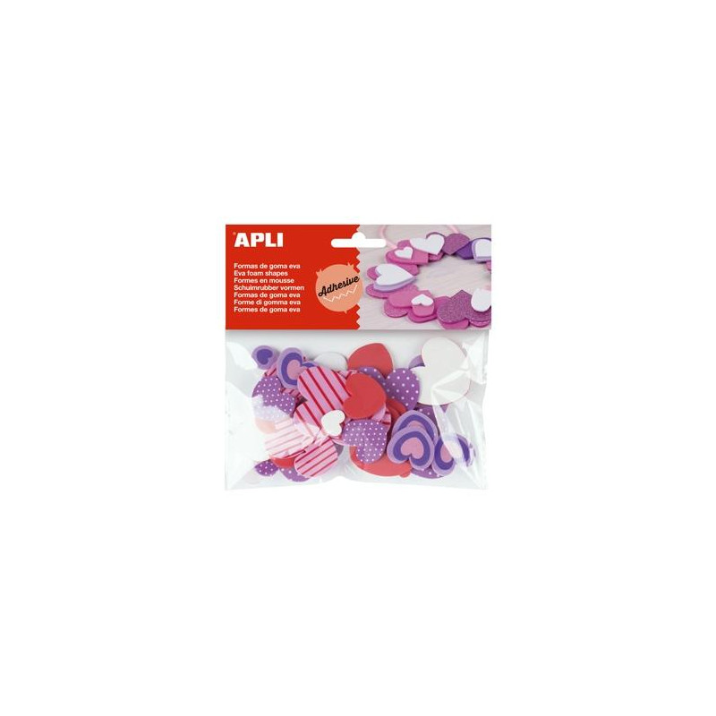 (15139) APLI FORMAS GOMA EVA ADHESIVAS CORAZONES ESTAMPADOS COLORES SURTIDOS -40U- (15139) APLI FORMAS GOMA EVA ADHESIVAS CORAZONES ESTAMPADOS COLORES SURTIDOS -40U-