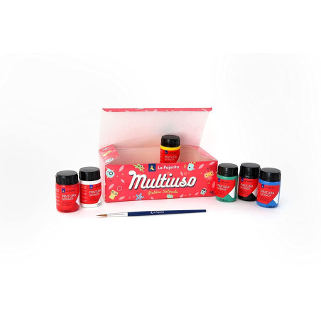 (119097) LA PAJARITA TÉMPERA ESCOLAR BOTE DE 35ML CON PINCE COLORES SURTIDOS KIT 6U