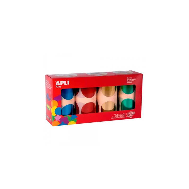(18303) APLI GOMETS XXL PACK 4 ROLLOS REDONDOS Y COLORES SURTIDOS METALIZADOS -5664 UNIDADES-