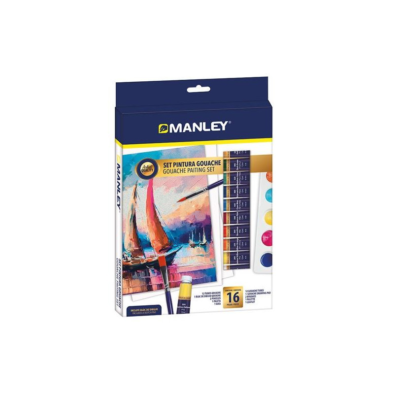 (MGH00100) MANLEY SET PINTURA GOUACHE SET 16 PIEZAS C/SURTIDOS (MGH00100) MANLEY SET PINTURA GOUACHE SET 16 PIEZAS C/SURTIDOS
