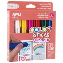 (19363) APLI PINTURA COLOR STICKS WINDOW PARA VENTANAS BARRA 6GR ESTUCHE DE 6 C/SURTIDOS