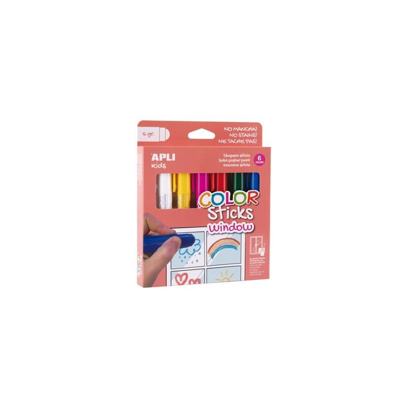 (19363) APLI PINTURA COLOR STICKS WINDOW PARA VENTANAS BARRA 6GR ESTUCHE DE 6 C/SURTIDOS (19363) APLI PINTURA COLOR STICKS WINDOW PARA VENTANAS BARRA 6GR ESTUCHE DE 6 C/SURTIDOS