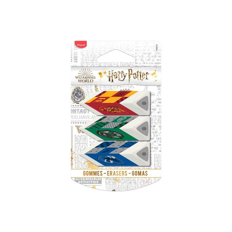(119514) MAPED GOMA HARRY POTTER 3 CASAS DE HOWARTS TRIANGULAR EN BLISTER DE 3 (119514) MAPED GOMA HARRY POTTER 3 CASAS DE HOWARTS TRIANGULAR EN BLISTER DE 3