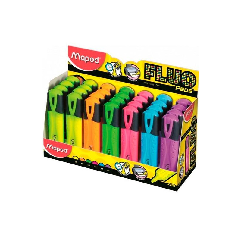 (742537) MAPED MARCADOR FLUORESCENTE PEPS CLASSIC COLORES SURTIDOS EXPOSITOR 28 UD