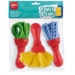 (19414) APLI PINCELES PAINT&FUN MAXI GOMA EVA Y ESPONJA PAINT & FUN C/SURTIDOS BOLSA 3 UD