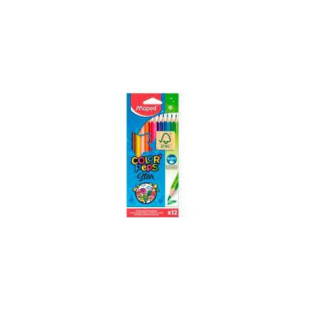 (183212FC) MAPED LÁPICES DE COLORES COLOR´PEPS STAR CERTIFICADO FSC C/SURTIDOS ESTUCHE 12 UD
