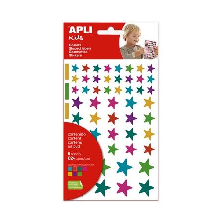 (19453) APLI GOMETS ESTRELLAS REMOVIBLES MULTICOLOR 624U 6 HOJAS C/SURTIDOS