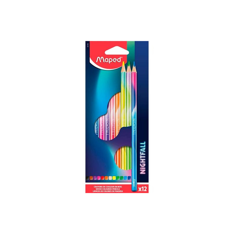 (831700) MAPED LÁPICES DE COLORES NIGHTFALL DE MADERA FSC C/SURTIDOS ESTUCHE 12 UD (831700) MAPED LÁPICES DE COLORES NIGHTFALL DE MADERA FSC C/SURTIDOS ESTUCHE 12 UD