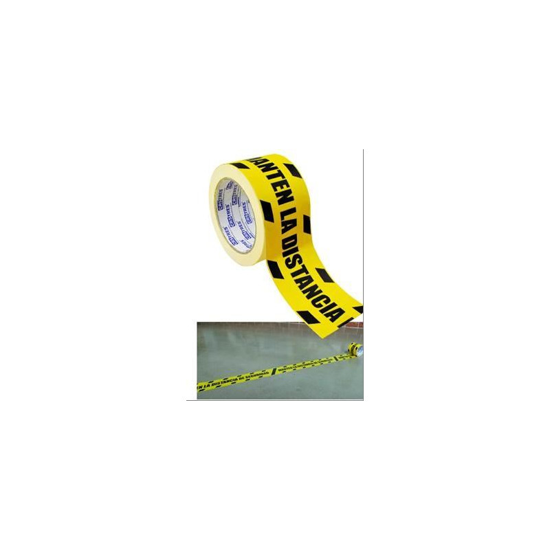 (41574) CINTA DE SEÑALIZACIÓN ADHESIVA 72MM X 25METROS AMARILLO/NEGRO "MANTENGA LA DISTANCIA" (41574) CINTA DE SEÑALIZACIÓN ADHESIVA 72MM X 25METROS AMARILLO/NEGRO "MANTENGA LA DISTANCIA"
