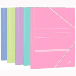 (1524SU) MARIOLA CARPETA CON GOMAS 3 SOLAPAS FOLIO CARTÓN MATE 500GR C/SURTIDOS PASTEL
