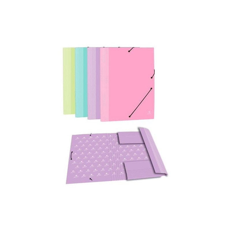 (4789R) MARIOLA CARPETA CON GOMAS 3 SOLAPAS FOLIO CARTÓN FORRADO PLASTIFICADO MATE SURTIDOS PASTEL