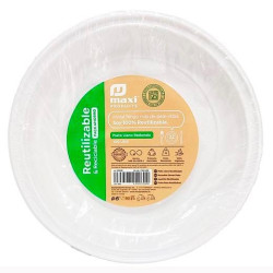 (5000R) PLATO LLANO REDONDO  17CM REUTILIZABLE BLANCO -100U-
