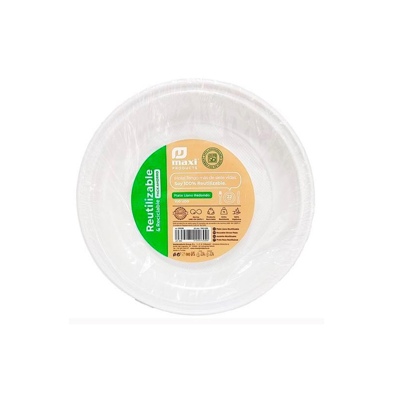 (5000R) PLATO LLANO REDONDO 17CM REUTILIZABLE BLANCO -100U- (5000R) PLATO LLANO REDONDO 17CM REUTILIZABLE BLANCO -100U-