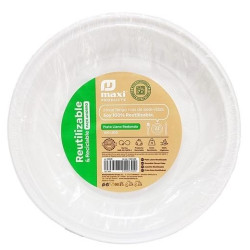 (5003R) PLATO LLANO  REDONDO 22CM REUTILIZABLE BLANCO -100U-