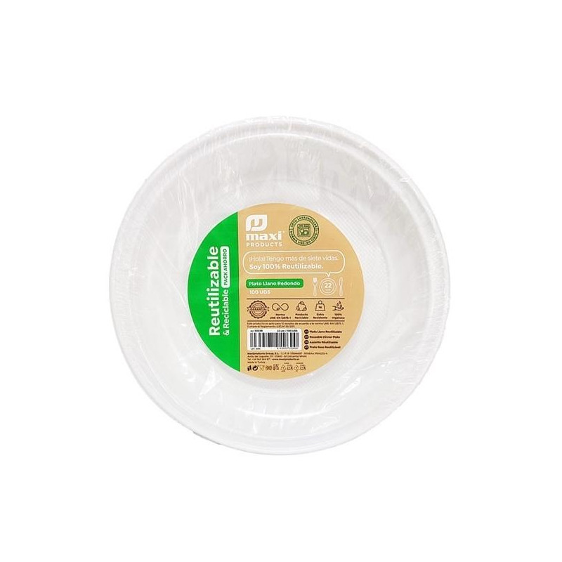 (5003R) PLATO LLANO REDONDO 22CM REUTILIZABLE BLANCO -100U- (5003R) PLATO LLANO REDONDO 22CM REUTILIZABLE BLANCO -100U-