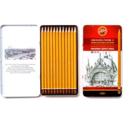 (1502/1) MICHEL SET DE LÁPICES 1500 KOH-I-NOOR 2H A 8B CAJA METÁLICA 12 UD