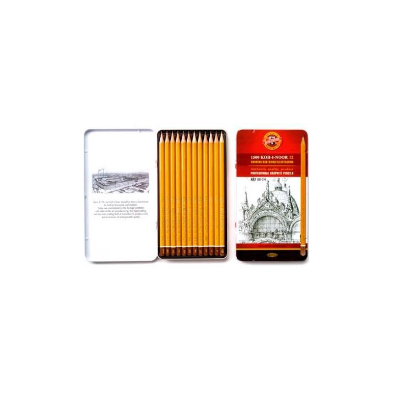 (1502/1) MICHEL SET DE LÁPICES 1500 KOH-I-NOOR 2H A 8B CAJA METÁLICA 12 UD (1502/1) MICHEL SET DE LÁPICES 1500 KOH-I-NOOR 2H A 8B CAJA METÁLICA 12 UD