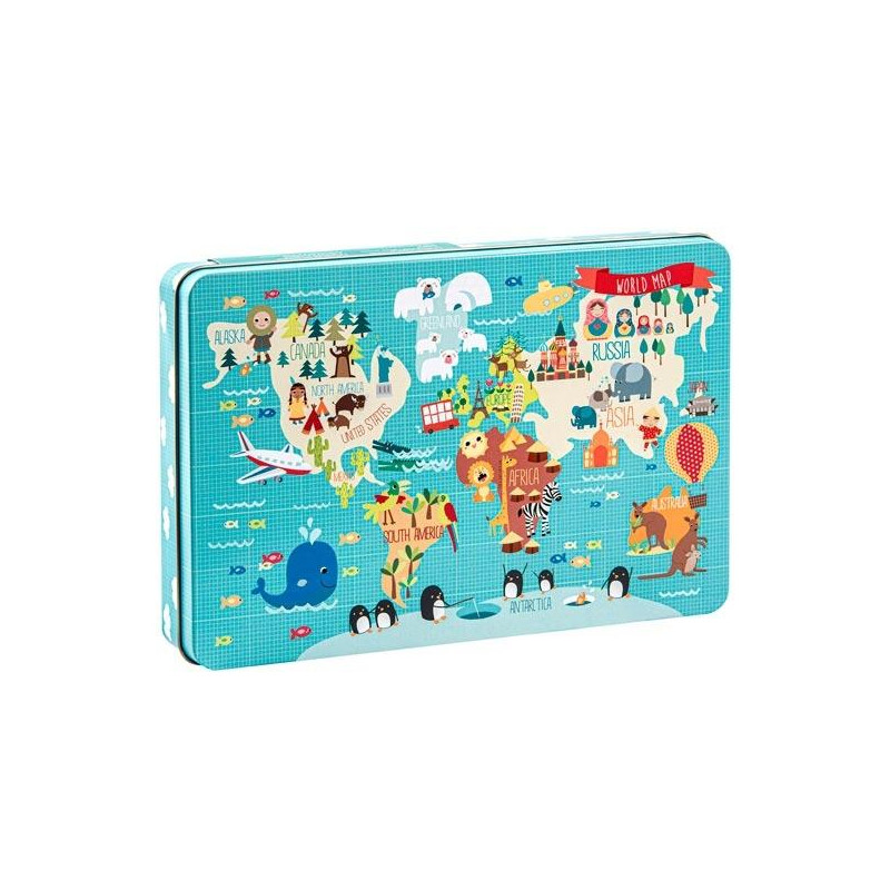 (14550) APLI PUZZLE TEMÁTICA MAPAMUNDI 24 PIEZAS CAJA METÁLICA +3 AÑOS (14550) APLI PUZZLE TEMÁTICA MAPAMUNDI 24 PIEZAS CAJA METÁLICA +3 AÑOS