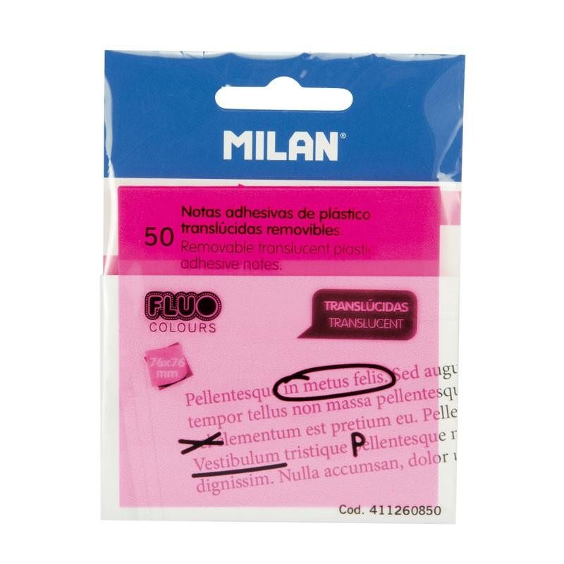 (411260850) MILAN BLOC NOTAS ADHESIVAS REMOVIBLES 50H 76X76 PLÁSTICO TRANSLÚCIDAS ROSA FLUORESCENTE (411260850) MILAN BLOC NOTAS ADHESIVAS REMOVIBLES 50H 76X76 PLÁSTICO TRANSLÚCIDAS ROSA FLUORESCENTE