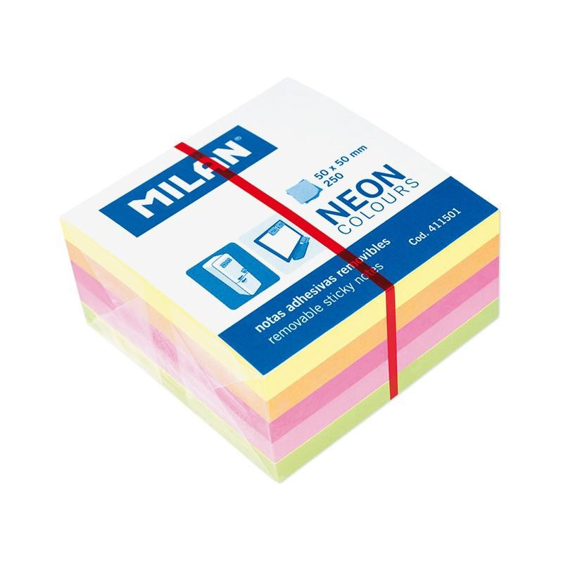 (411501) MILAN CUBO DE NOTAS ADHESIVAS 250 HOJAS 50X50 COLORES NEÓN (411501) MILAN CUBO DE NOTAS ADHESIVAS 250 HOJAS 50X50 COLORES NEÓN