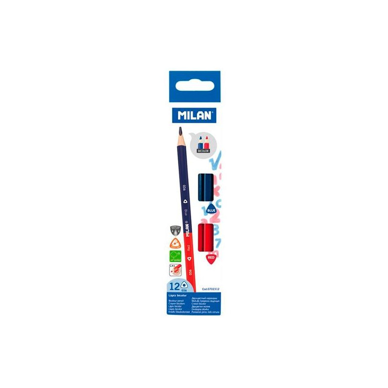 (0702312) MILAN LÁPICES BICOLOR AZUL/ROJO CAJA 12UD (0702312) MILAN LÁPICES BICOLOR AZUL/ROJO CAJA 12UD