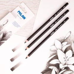 (07B622203) MILAN LÁPICES DE CARBONCILLO ART MINA GRUESA Ø4MM CAJA 3 UD NEGRO