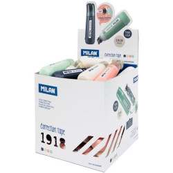 (1301940SNC) MILAN CINTA CORRECTORA CILÍNDRICA 5MMX6M SERIE 1918 CUBO EXPOSITOR 40 UD C/SURTIDOS