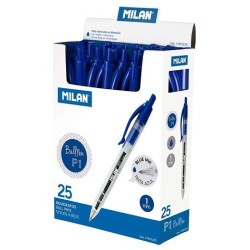 (17651225) MILAN BOLÍGRAFO P1 CUERPO TRANSPARENTE AZUL -CAJA 25U-
