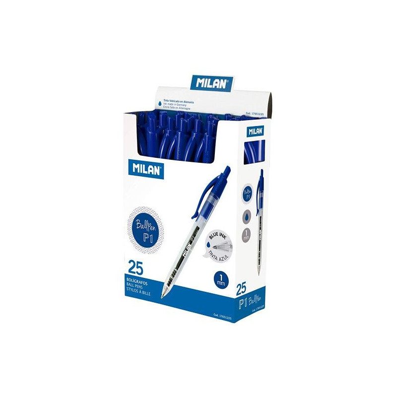(17651225) MILAN BOLÍGRAFO P1 CUERPO TRANSPARENTE AZUL -CAJA 25U- (17651225) MILAN BOLÍGRAFO P1 CUERPO TRANSPARENTE AZUL -CAJA 25U-