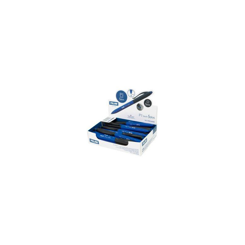 (1765914925B) MILAN BOLÍGRAFO P1 TOUCH STYLUS PUNTERO TINTA AZUL CAJA EXPOSITORA DE 25 AZUL/NEGRO (1765914925B) MILAN BOLÍGRAFO P1 TOUCH STYLUS PUNTERO TINTA AZUL CAJA EXPOSITORA DE 25 AZUL/NEGRO